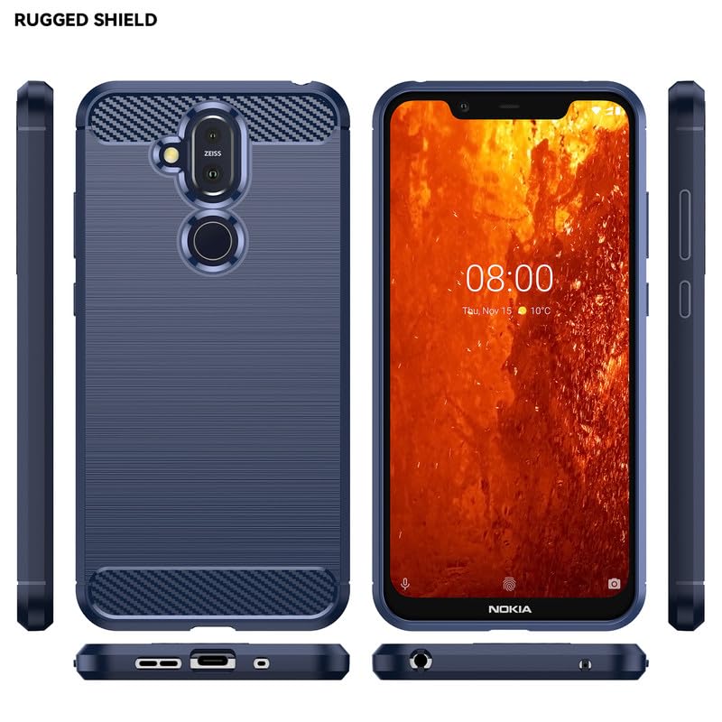 Image of Hybrid Carbon Fiber Back Case for Nokia 8.1 (Blue)