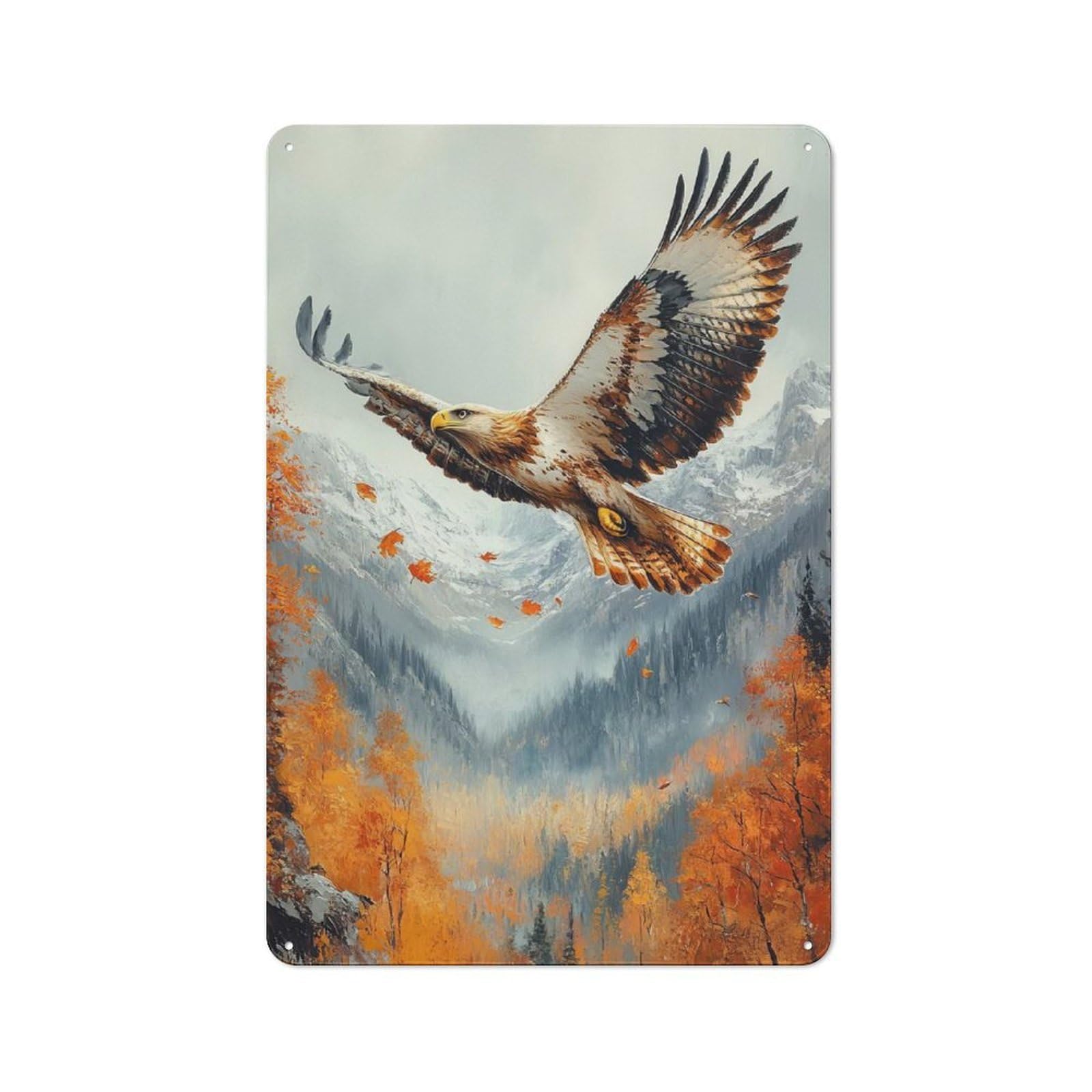 Junmoney Golden Eagle Soaring Rustic Tin Sign 30X20cm Featuring For Bar Or Restaurant, A Housewarming Gift For Bar Decor Enthusiasts