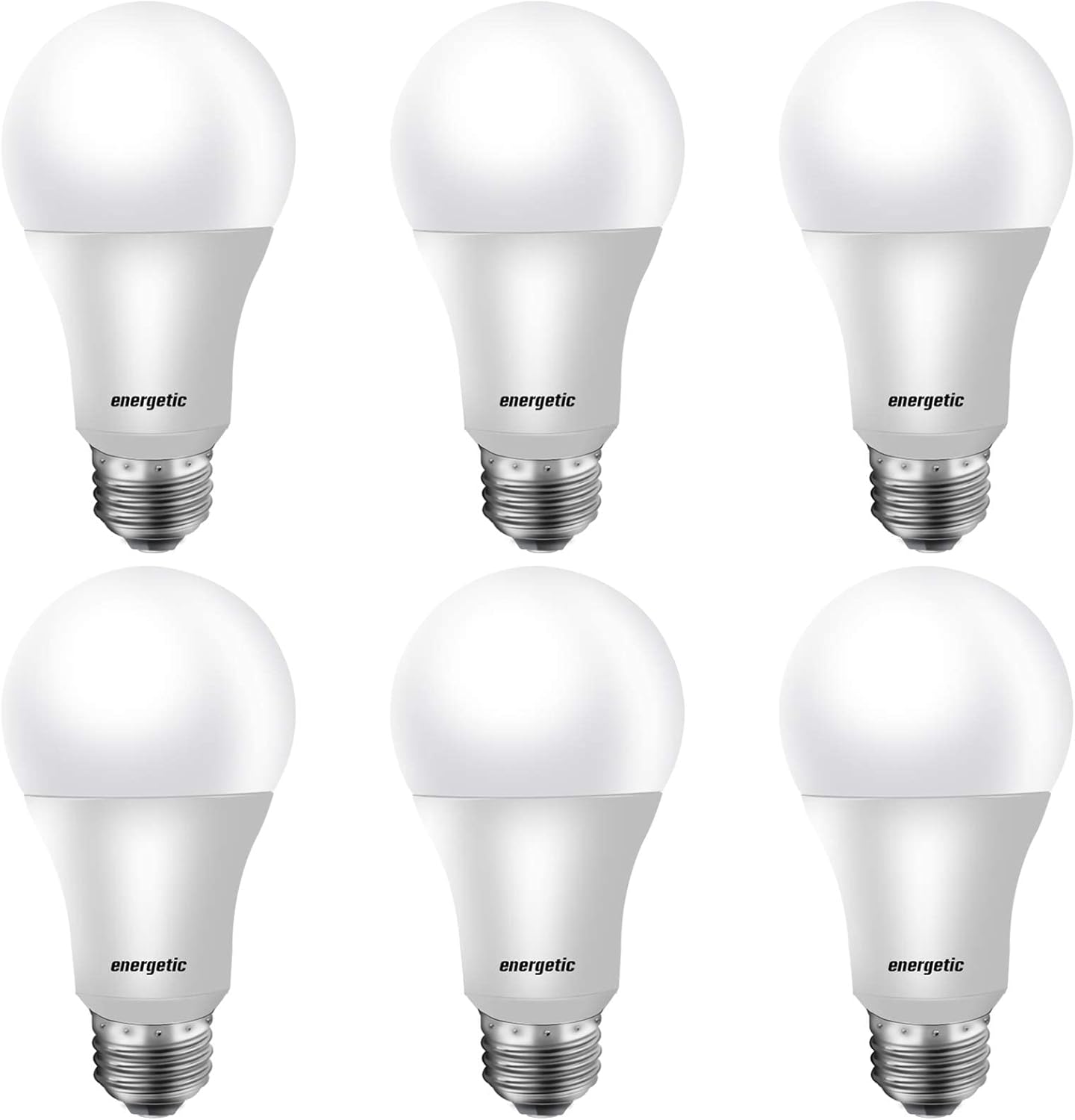 Energetic 60W Equivalent, A19 LED Light Bulb, 5000K Daylight, E26 Medium Base, Non-Dimmable LED Light Bulb 8W 760lm, ETL Listed, 6 Pack