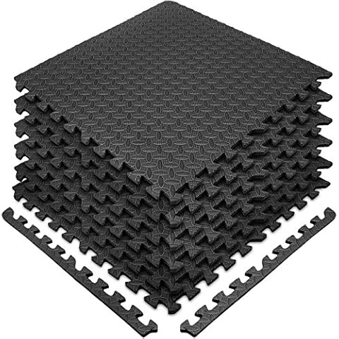 Sivan Health and Fitness Puzzle Exercise Mat EVA Foam Interlocking Tiles—Protective Flooring for Gym, Garage Flooring, Playroom, Workshop, Basement, and more (Black) Cover