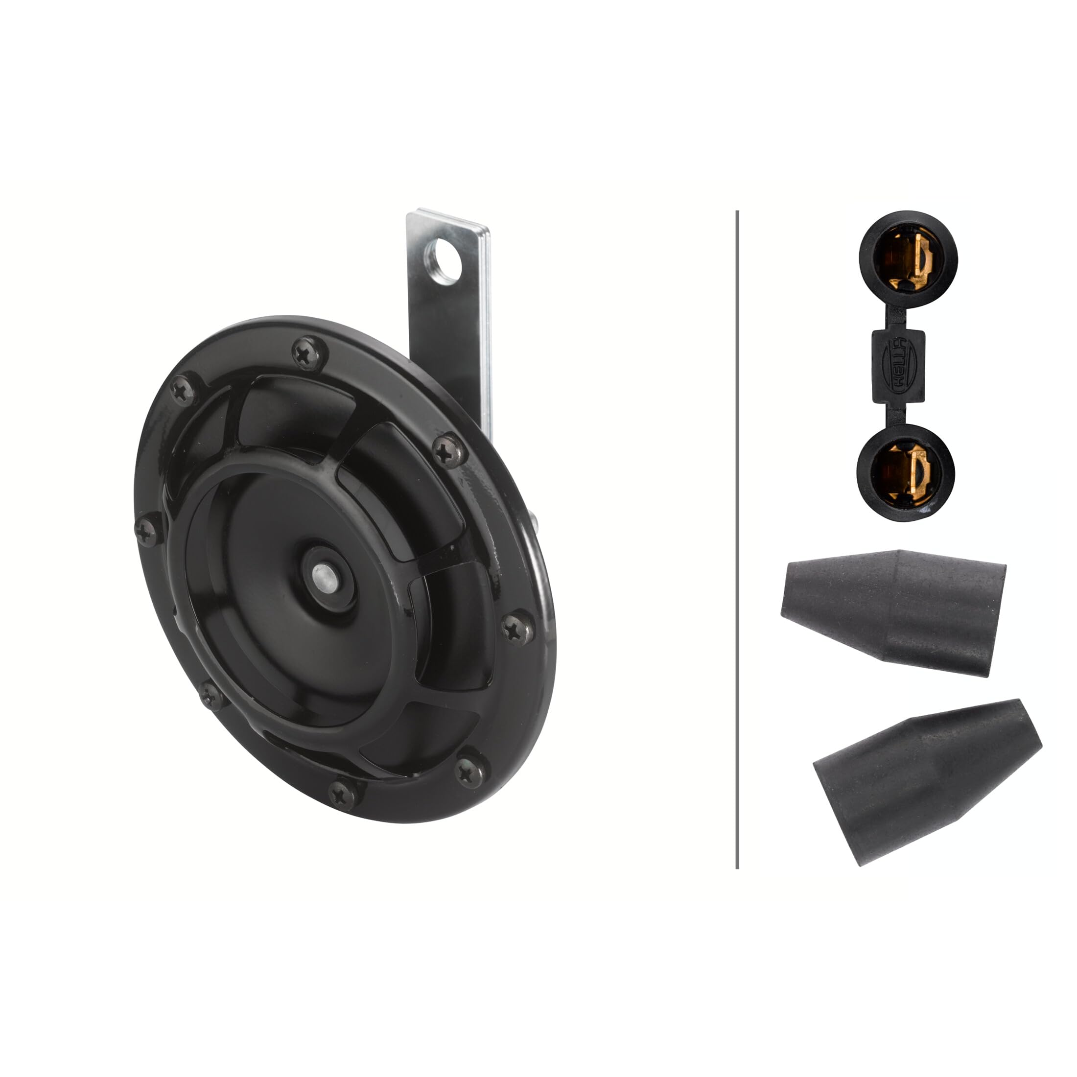 HELLA Clacson,HEAVY DUTY HORN B133,24V,110dB(A),Gamma frequenze,500Hz,Tono alto,elettrico,Colore alloggiamento/sede,nero,Attacco piatto ad innesto,Quantità,1,3AF 003 399-071