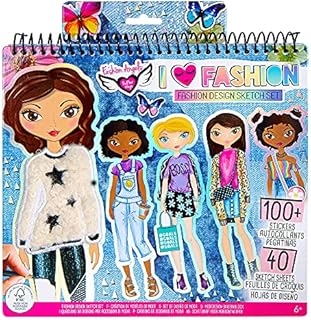 Fashion Angels I Love Fashion Sketch Portfolio for Kids - Fashion Design Sketch Book for Beginners, Fashion Sketch Pad with Stencils and Stickers For Kids 6 and Up