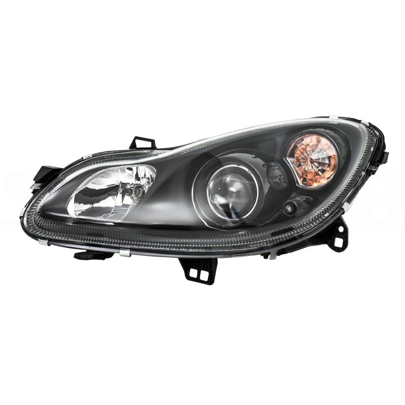 ME3054914 FANALE PROIETTORE ANTERIORE SINISTRO (LATO GUIDA) H7+H7 ELETTRICO CON MOTORE SPECIFICO PER SMART DAL 2012 AL 2014. CON PARABOLA NERA. CODICE ORIGINALE A4518201159