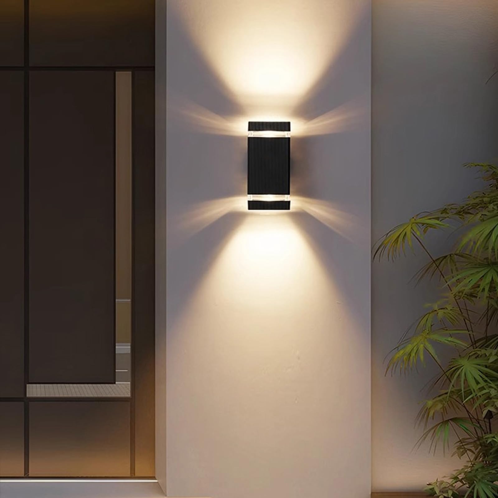 Zewnętrzna lampa ścienna E27, oświetlenie pośrednie IP65, nowoczesna dekoracyjna lampa kwadratowa, czarne aluminiowe oświetlenie wewnętrzne/zewnętrzne do ogrodu, korytarza, łazienki (