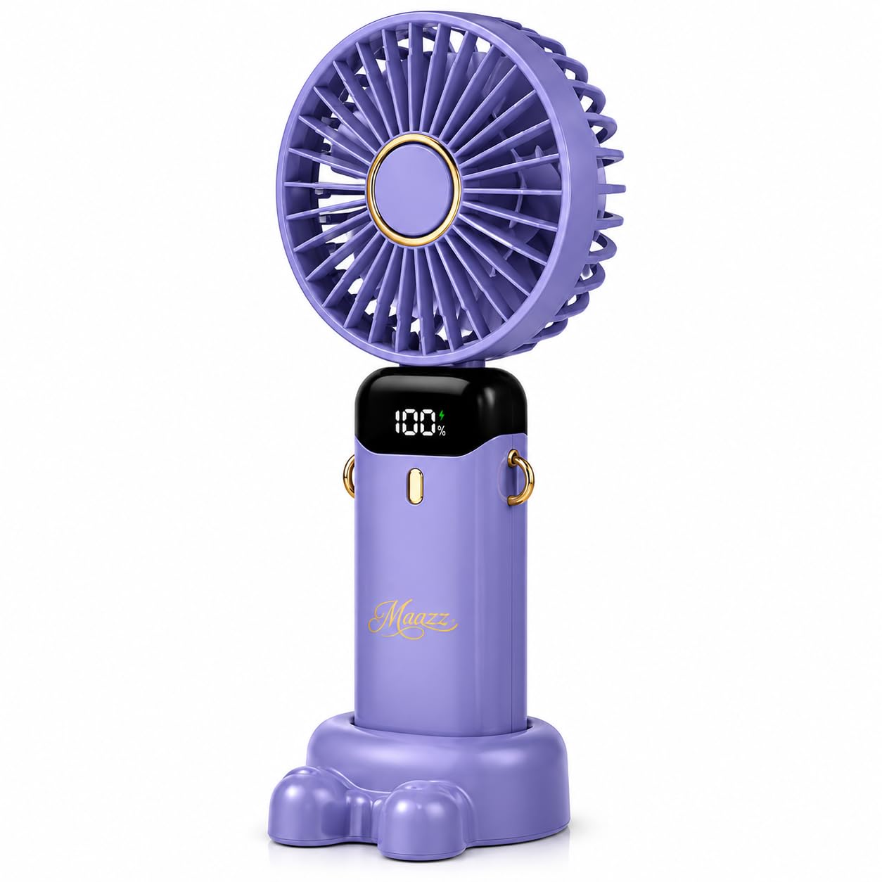 Maazz Portable Handheld Fan, Rechargeable Mini Fan with Digital Display, 5 Wind Speeds, 3000mAh Battery, (Deep sea Blue)