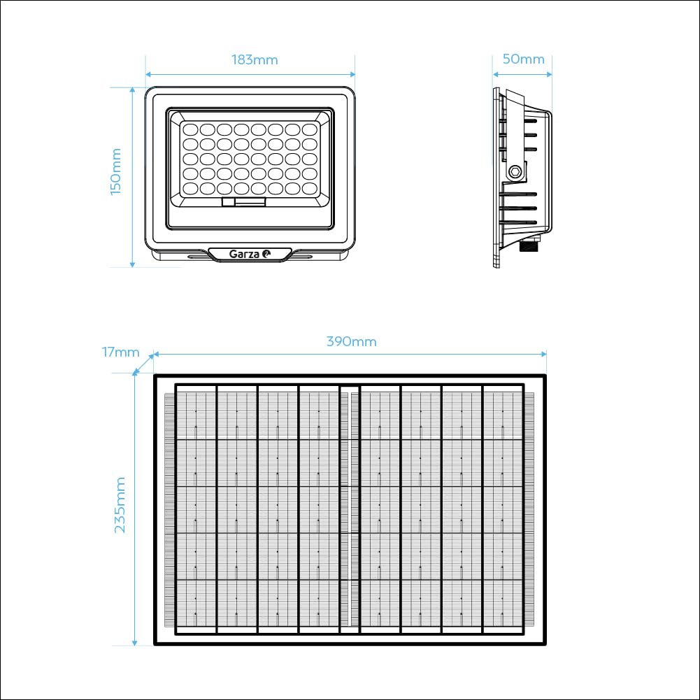 Garza LED FOCO SOLAR ABORA 1200LM 60m2 40K