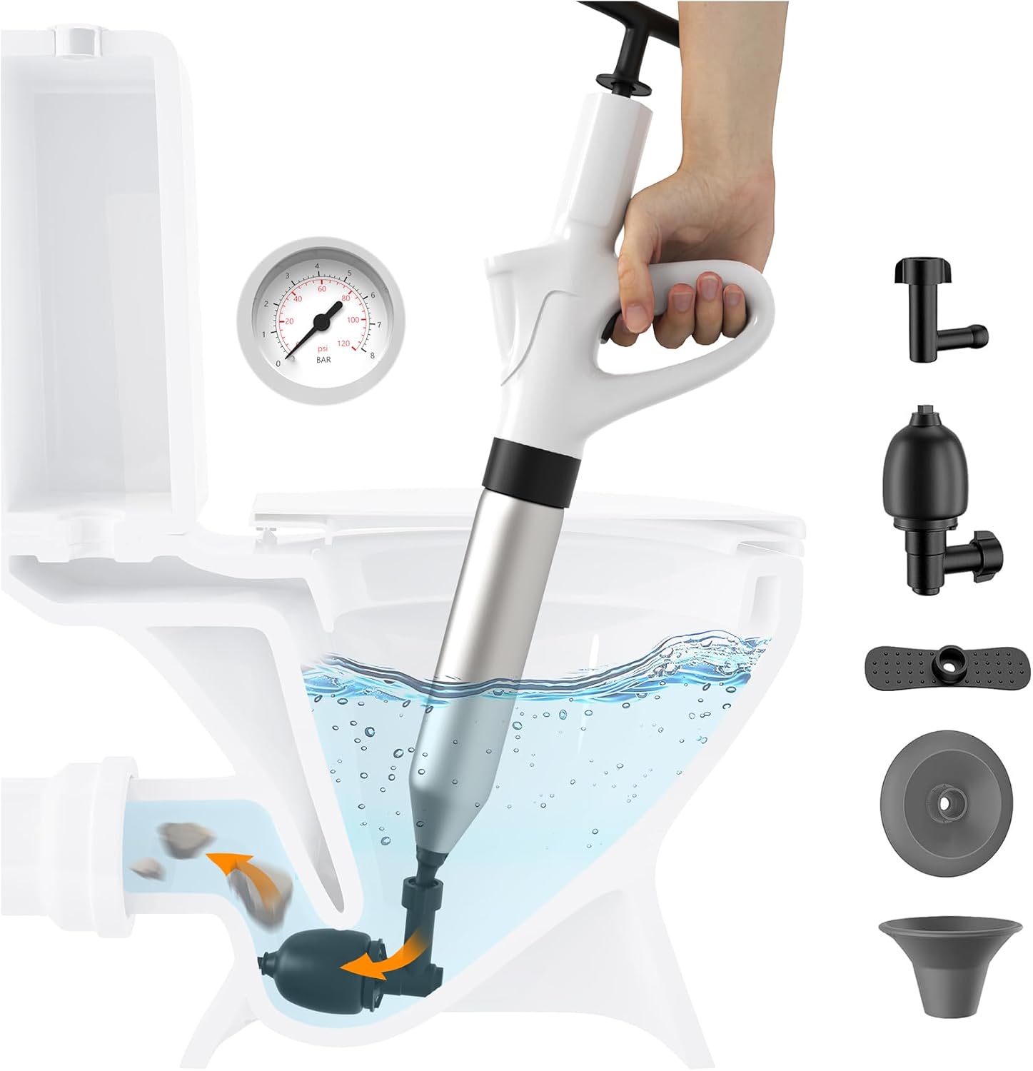 Toilet Plunger Drain Blaster, High-Pressure Air Pump Clog Remover(White)