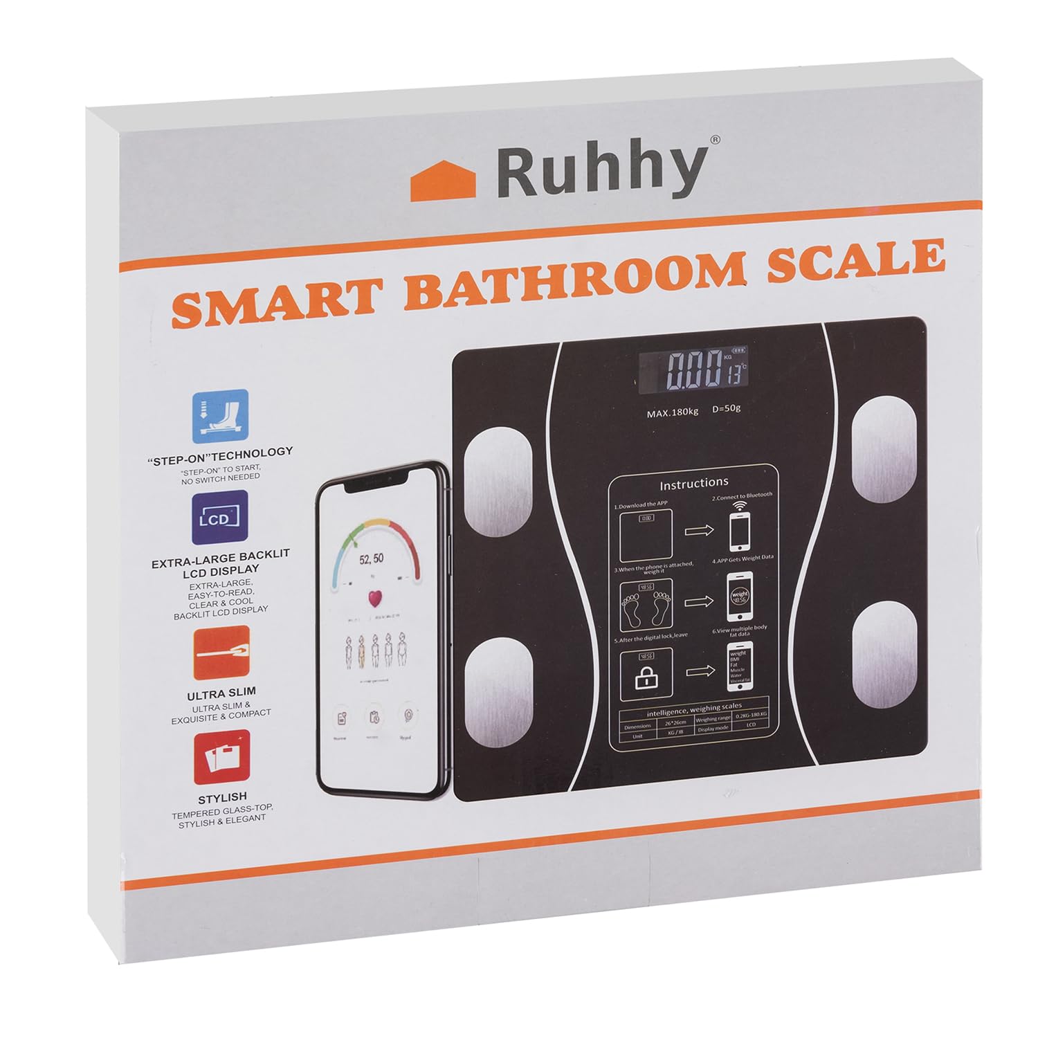 Bilancia pesapersone App 180 kg Bluetooth Elettronica BT Intelligent con display LED 22525