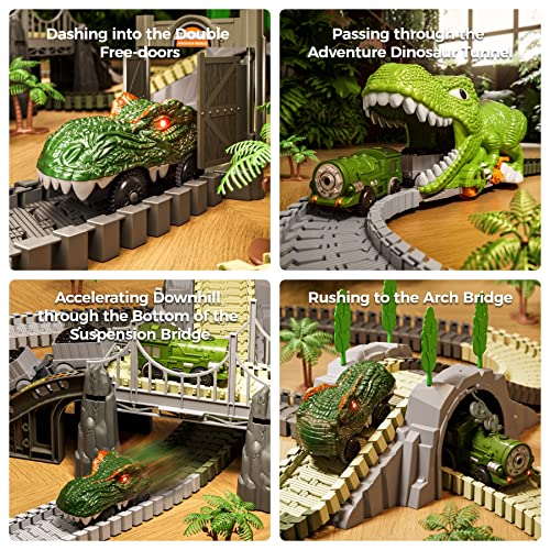 Image of TUMAMA 281 Pcs Dinosaur Race Tracks Train Set Car Toys for Kids 3-5 5-7