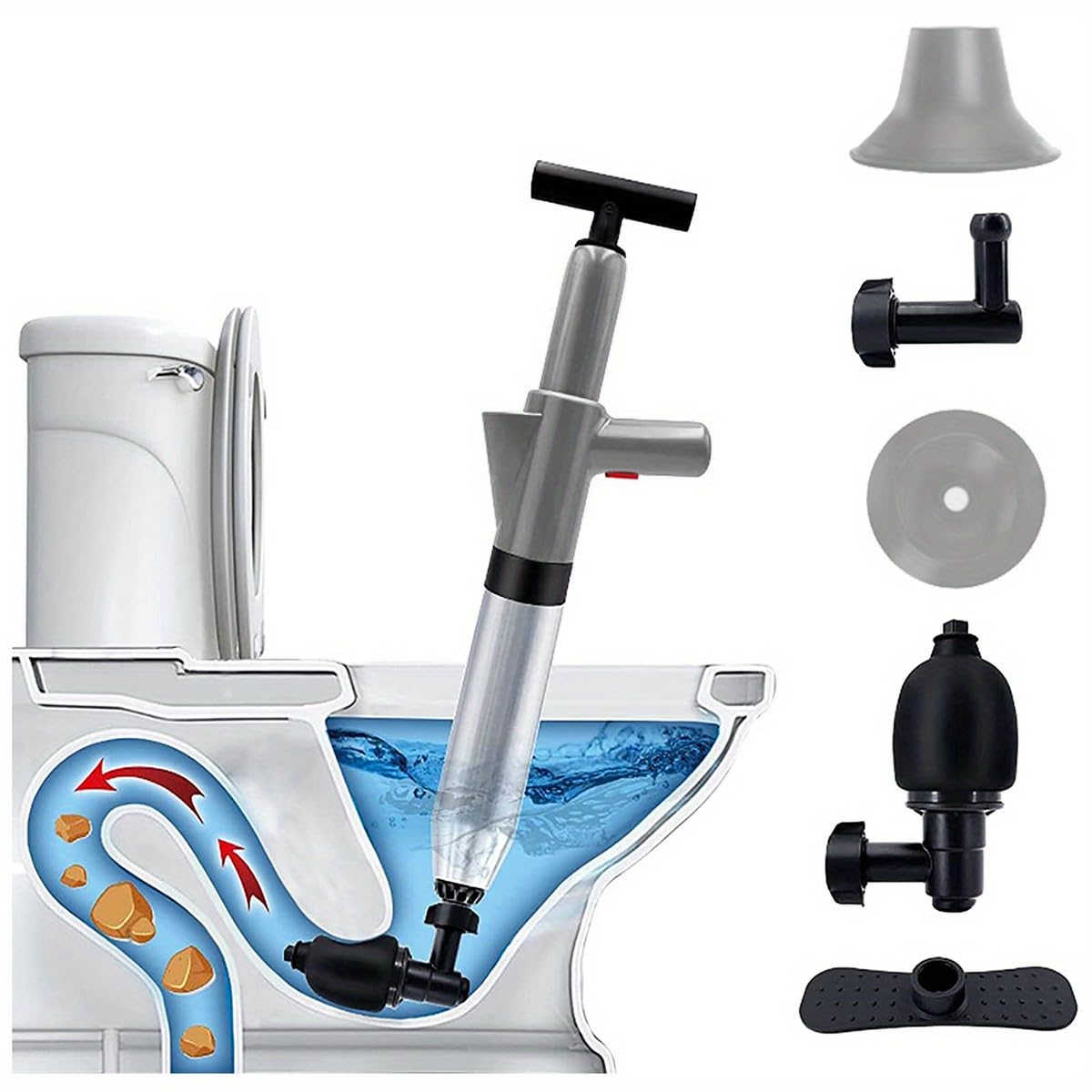 SHOPVILLA 9 in 1 Air Plunger for Toilet, Toilet Plunger, Drain Plumb Plunger, Power Plunger, High Pressure with 9 Detachable Assembly Heads for Plugging Toilets,Kitchens,Bathrooms,Drains,Sink Cleaner (B0D35TNFTJ) Amazon Price History, Amazon Price Tracker