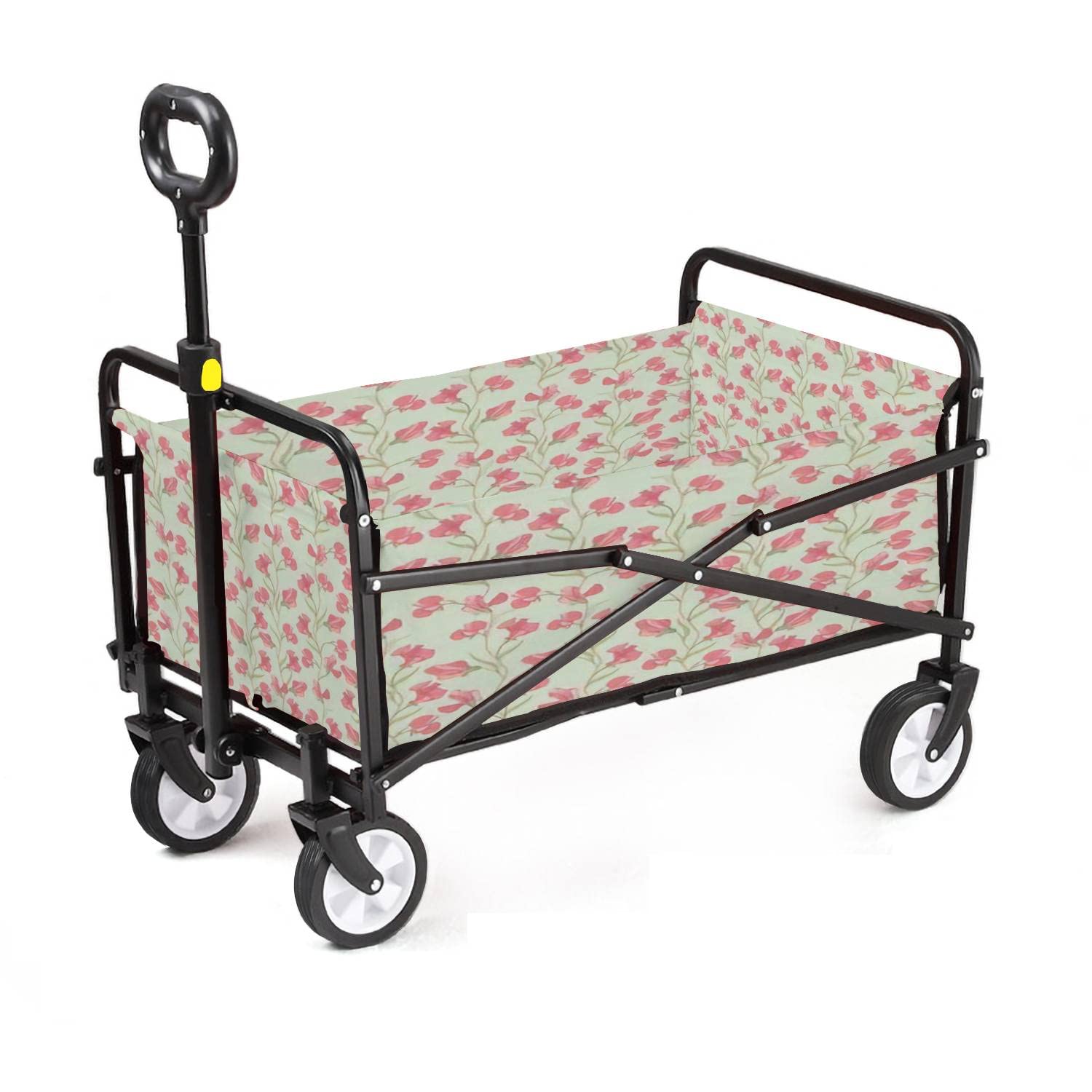 Collapsible Wagon Flower Seamless Floral Seamless with Lilac and Pink Sweet Pea Adjustable Portable Utility Folding Cart with Wheels Outdoor Garden Shopping Camping Heavy Duty Grocery Wagon-image-31