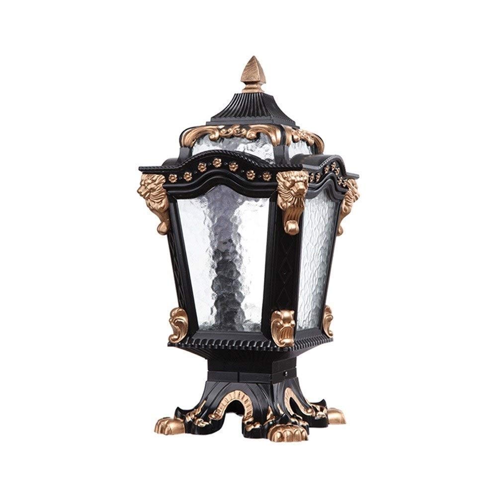GTHTUHFD European Retro Outdoor Post Pillar Lamp High Light Glass Lantern Victoria Ip65 Waterproof Column Exterior Wall Table Garden Lawn Torch E27 Aluminum,