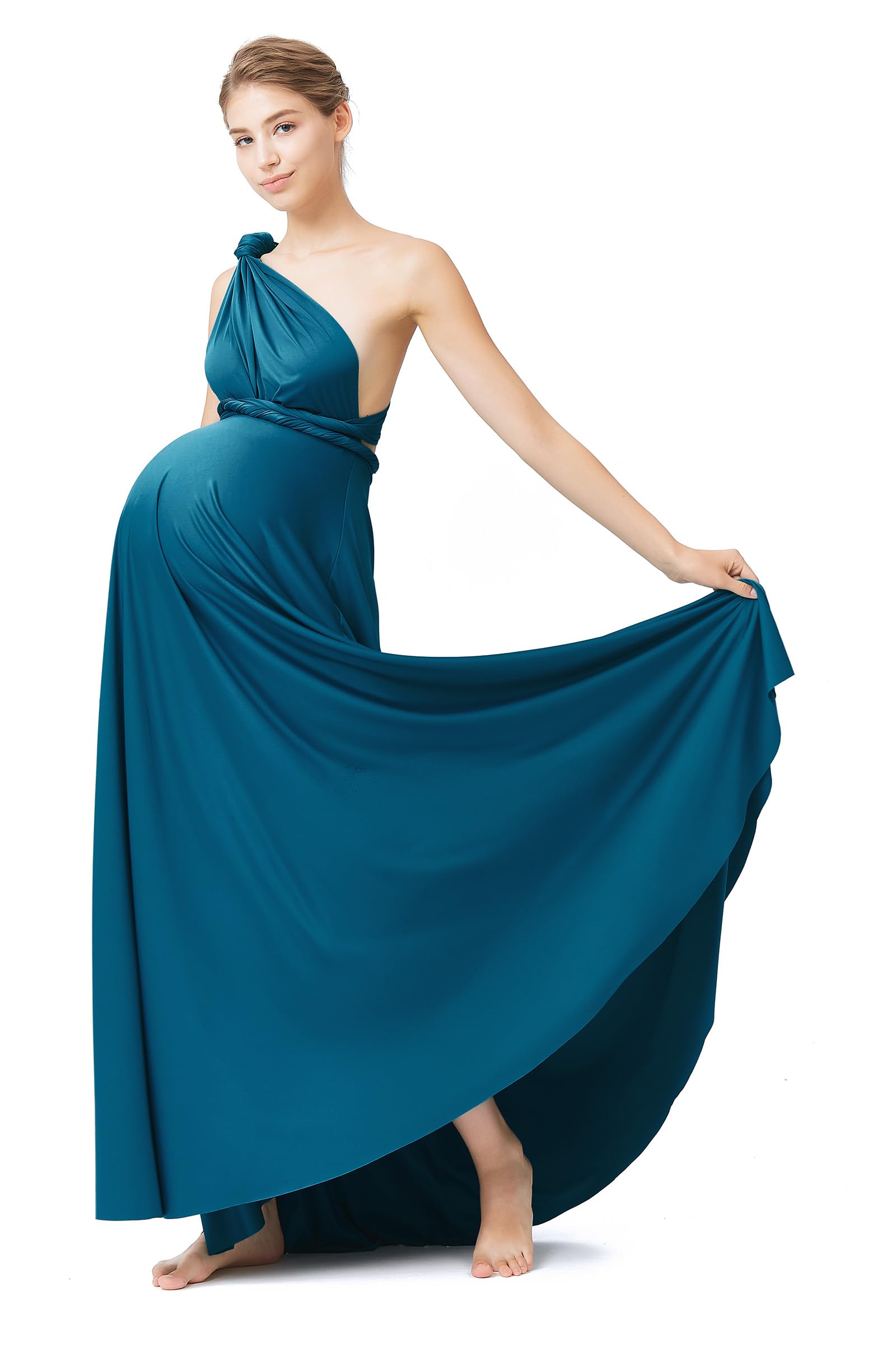 72styles Infinity Wickelkleid für Schwangere Damen - Elegantes Umstandskleid als Maxikleid für Babyparty, Hochzeitsgast, Fotoshooting & Festliche Anlässe Verstellbares Abendkleid