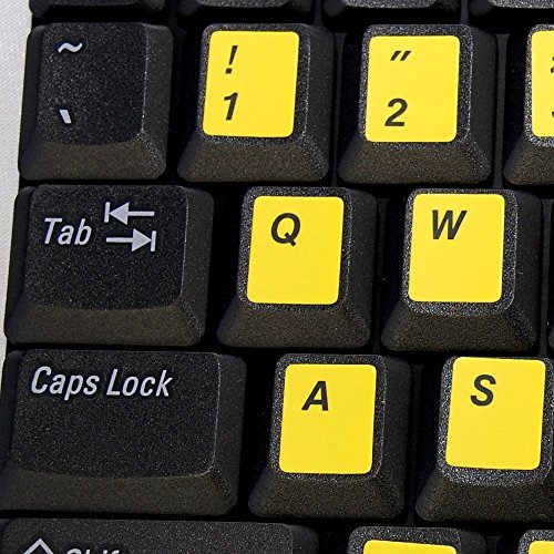 Pegatinas teclado laminadas HQRP negro/amarillo miniatura 2