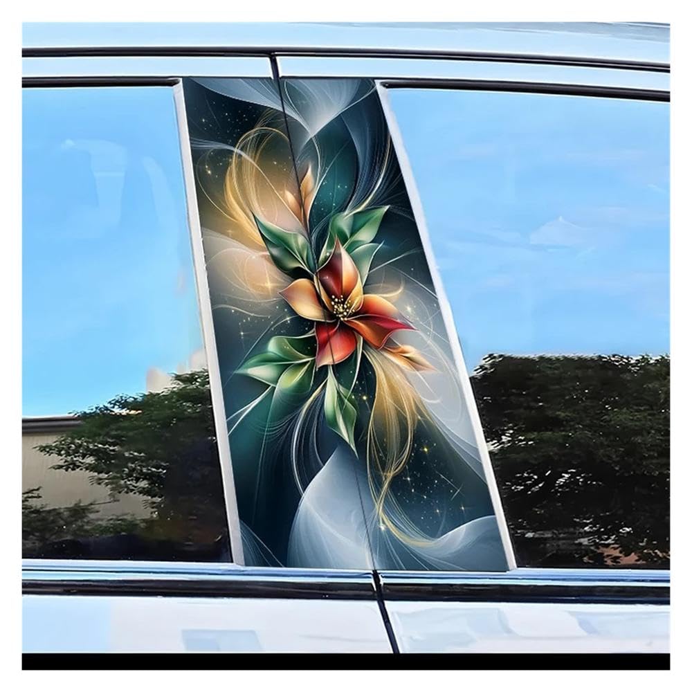 Dabhuoc One Color Car Parts 2Pcs Car Center Pillar Stickers Flower Scratch Protection