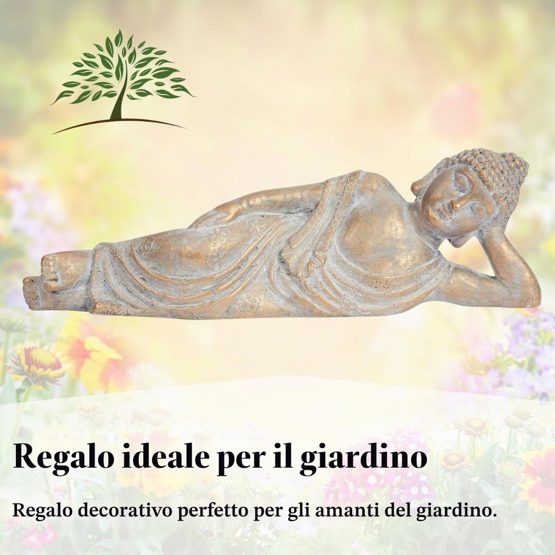 Garden Mile Grandi ornamenti Buddha sdraiato del Buddha della fortuna per la casa e il giardino - Ornamenti da giardino per la meditazione Fung Shui Impermeabili Decorazioni da giardino per interni o