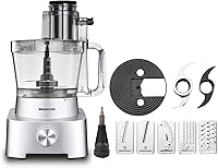 Vista 1 de 14-Cup Aluminum-Diecast Food-Processor - XL Bowl, Large Chute, 800W Motor & Silver Die-Cast Base, Slicing & Shredding, Chopping & Mixing, For Fries