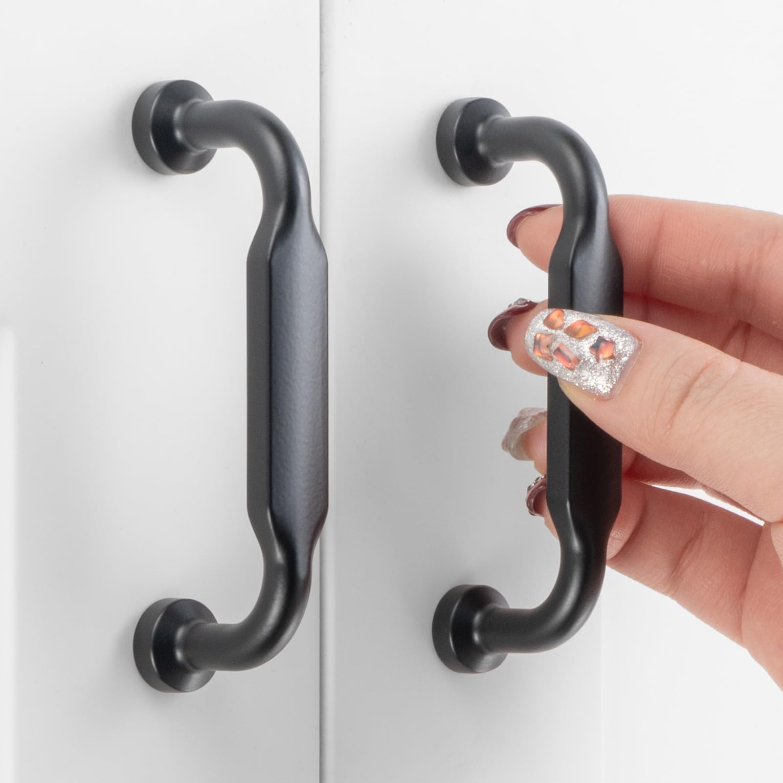 ASKANO 10 Pack 6-1/4 Inch Hole Centers, Matte Black Cabinet Pulls Black Cabinet Handles Black Kitchen Hardware For Cabinets ZP2205 Drawer Bedroom Dresser Bathroom Vanity Cupboard Closet
