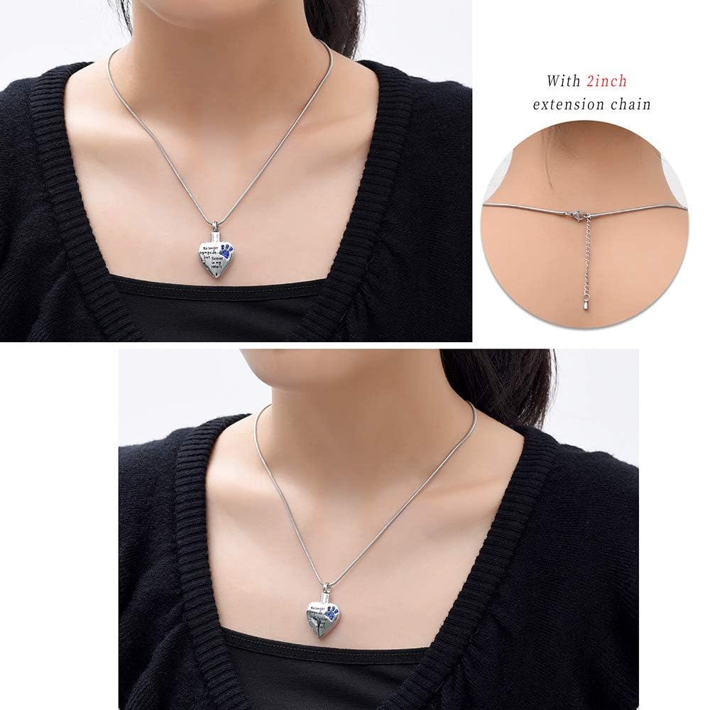 QGJNSGC Pet Cremation Jewellery Stainess Steel Heart Urn Necklace for Ashes Keepsake Ashes Necklace Dog Cat Paw Memorial Urn Pendant for Women Men - Image 4