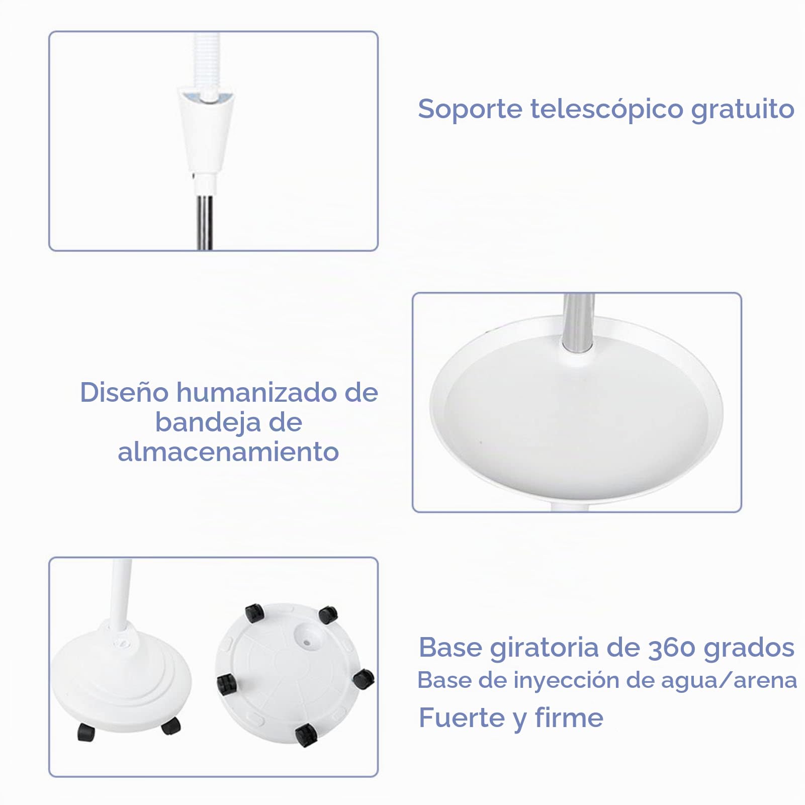 Lámpara de Pie con Lupa Lámpara con 8 Lupas Lámpara de Pie de Luz Fría LED Ajustable para Manualidades Costura Tatuaje