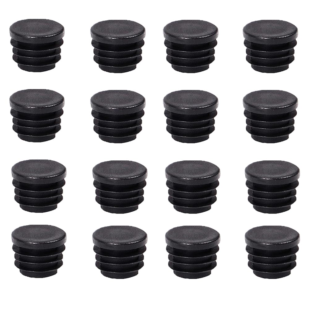 Skypro Black 16 Pcs Inner Plug Dust Cover Plastic For Metal Tubing, Fences, Glide Protection From Chair Legs And Furniture, Durables Plastic Hole Plugs（Round 16 X 19Mm）