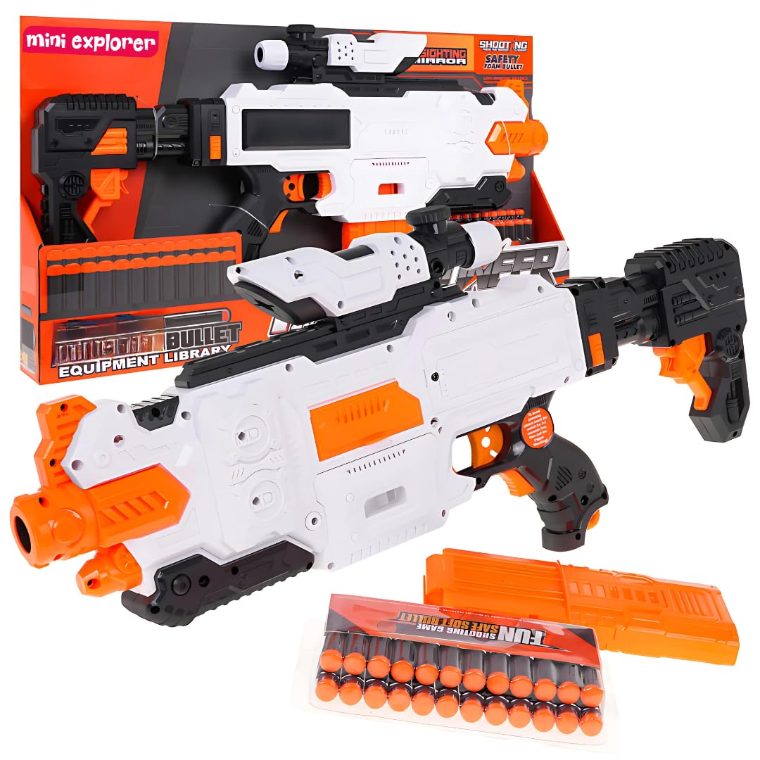 MiniExplorer Automatic Alfa Striker Electronic Machine Gun Dart Water Blaster with 20 Darts, Lens and Removable Stock Barrel Outdoor Toys for 8 Year Old Boys & Girls
