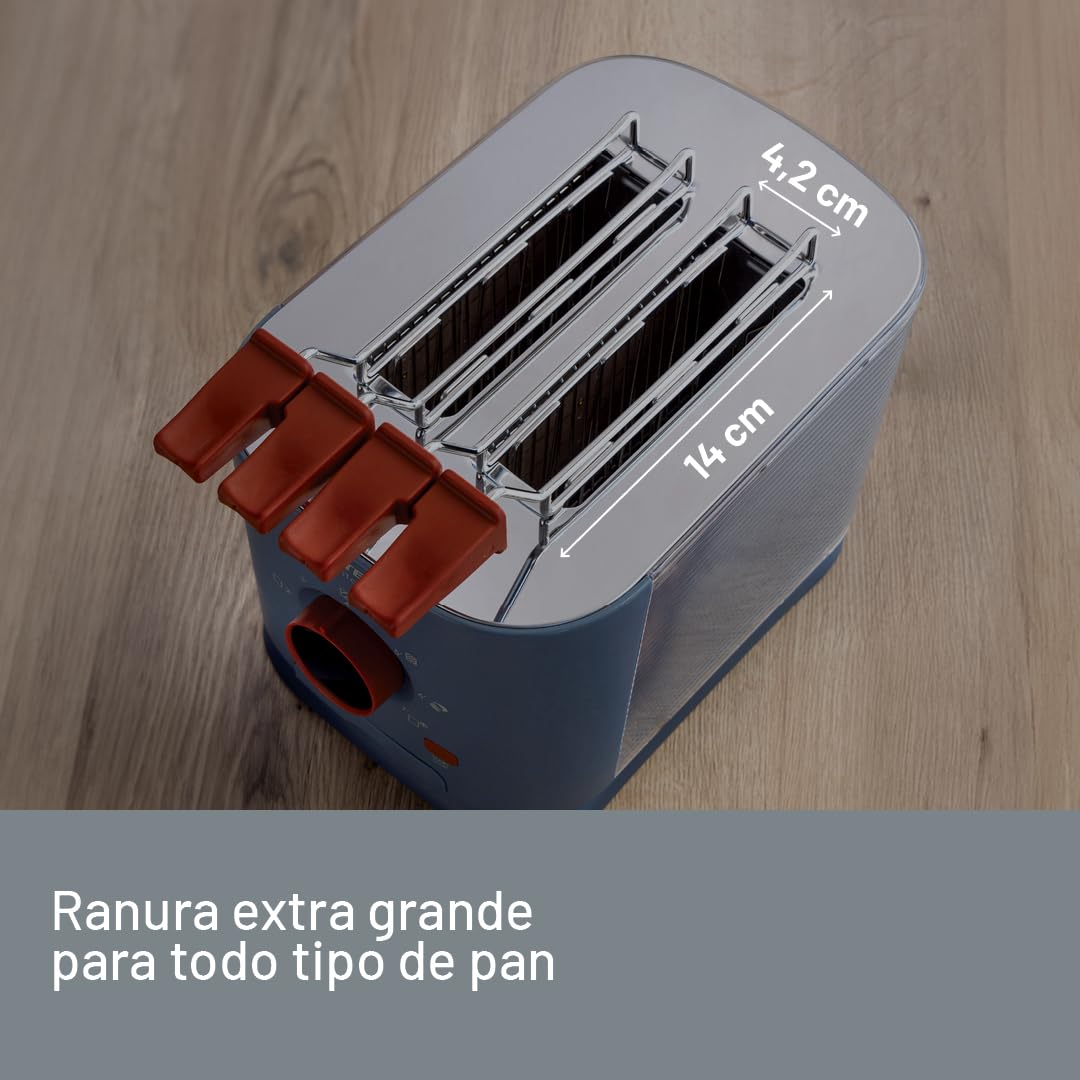 Imetec Grantoast, Tostadora XL de 2 rebanadas con pinzas deslizantes para tostadas rellenas, 7 niveles de dorado, fácil limpieza, pantalla LED, plancha para calentar, temporizador digital