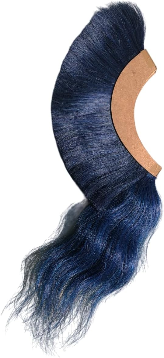 Natural Horse Hair Plume for Medieval Helmet Crest Plumes Helmet Accessory Replica for LARP (Blue)