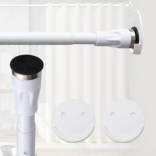 Barra de cortina de ducha, 43-58 pulgadas, ajustable, con resorte, con soporte, antideslizante, resistente al óxido, impermeable, nunca se cae, para