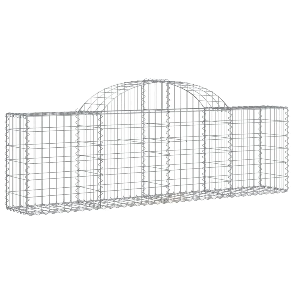 6 Cesti Gabbioni ad Arco 200x30x60/80 cm Ferro Zincato | Divisori decorativi per giardino e patio, ideali come barriere fonoassorbenti e recinzioni in pietra.