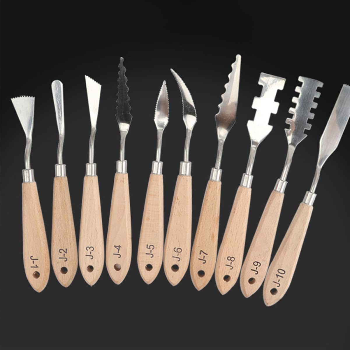 Veemoon Stainless Steel Art Knife Set 10pcs Oil Painting Spatulas Scapers for Mixing Painting