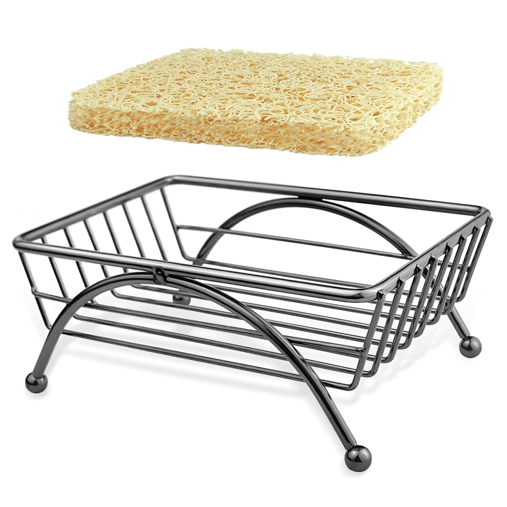Porta Sapone Metallico Con Griglia Drenante E Salvasapone In PVC | Antiruggine Per Bagno E Cucina | Design Moderno, Asciuga Velocemente, Regalo Utile - 2