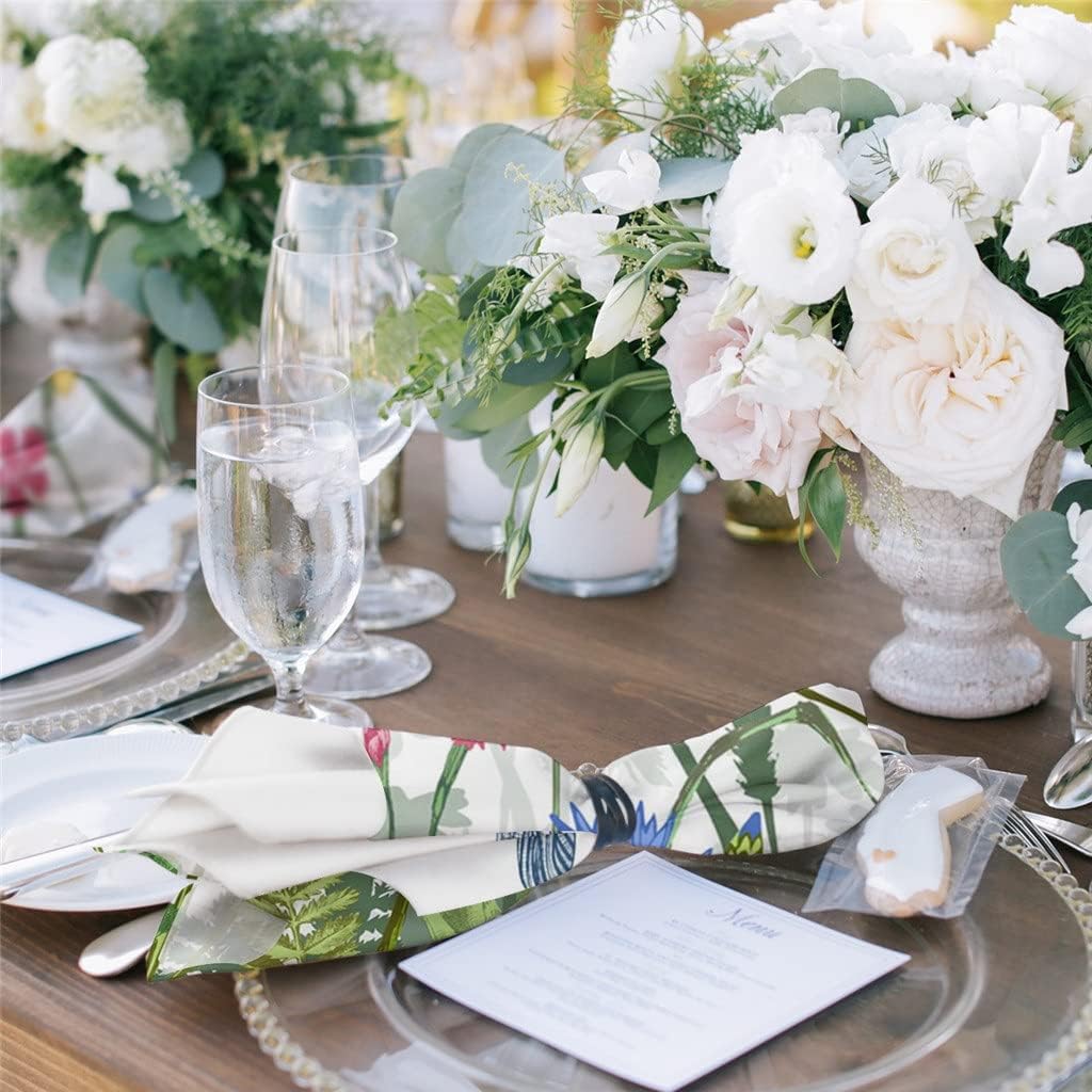 Flowers Dragonfly Table Napkins Cloth Set Soft Handkerchief Wedding Decoration Banquet Dinner(4pcs)