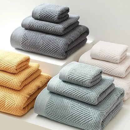 Handtücher Baumwoll-Mikrofaser-Handtuch, einfarbig, dreiteiliges Badezimmer-Handtuch-Set, quadratisches Handtuch, schnell trocknendes Haar-Handtuch (Farbe: A, Größe: 3-teiliges Handtuch-Set) (C – Bild 5
