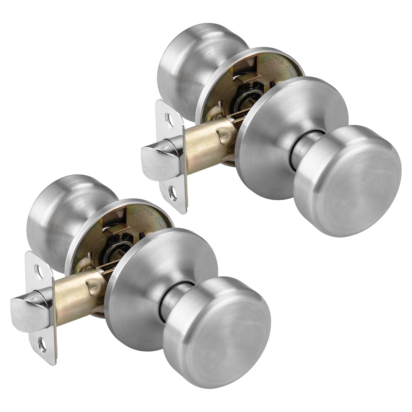 Starpy Black Door Knobs Pismo Door Knob With Lock Privacy Door Handles Interior For Bath & Bed (Passage Brushed Nickel 2) 652805260570