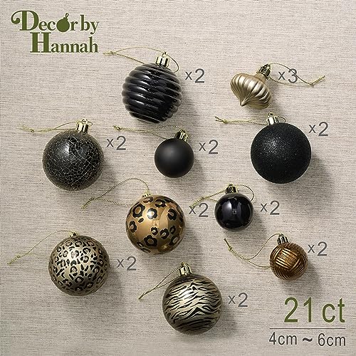 21ct Black and Gold Christmas Ornaments Set Tree Decorations - image 3