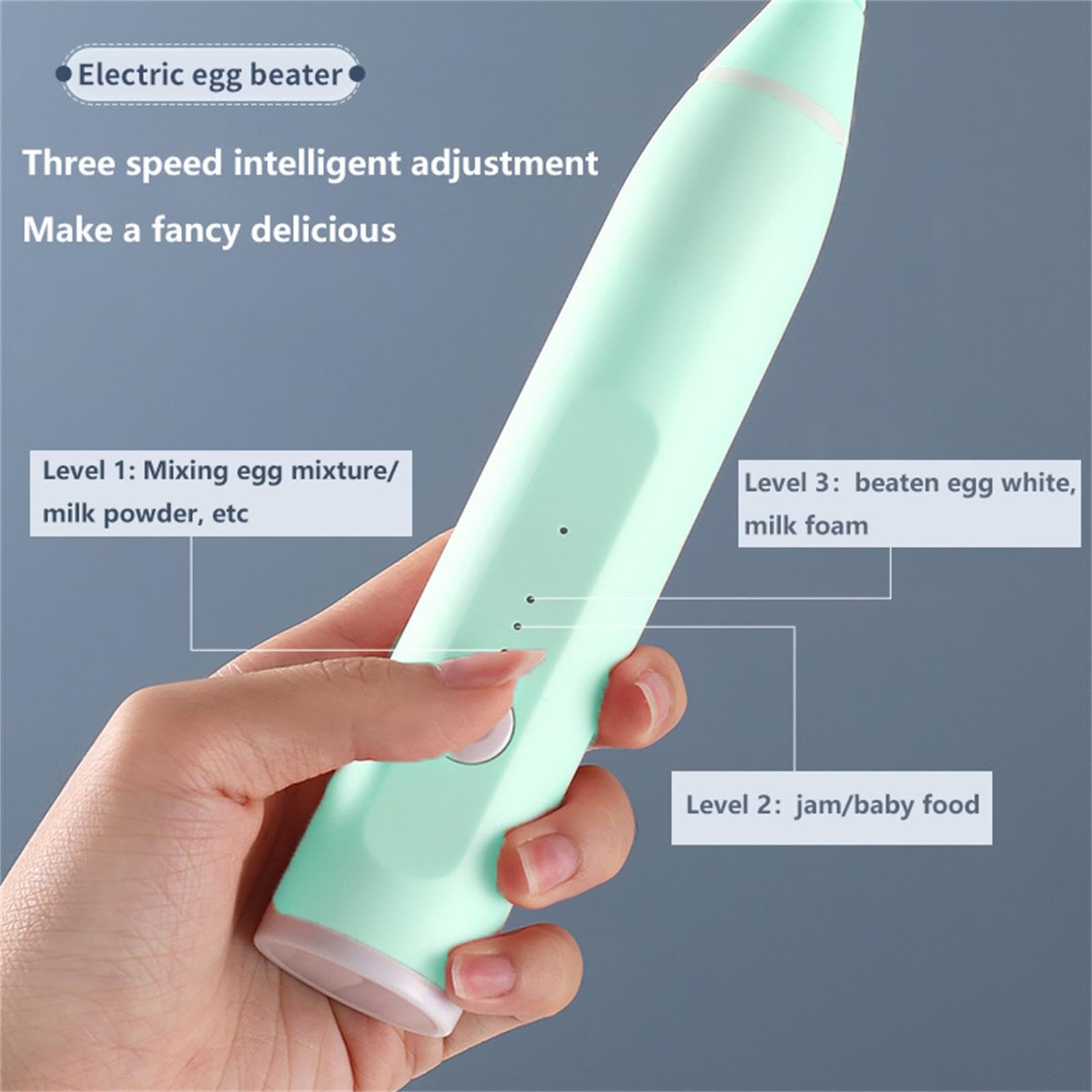 Mini mezclador de mano, batidor eléctrico inalámbrico para huevos, leche, café y alimentos para bebés, fuerte de tres velocidades ajustables 4