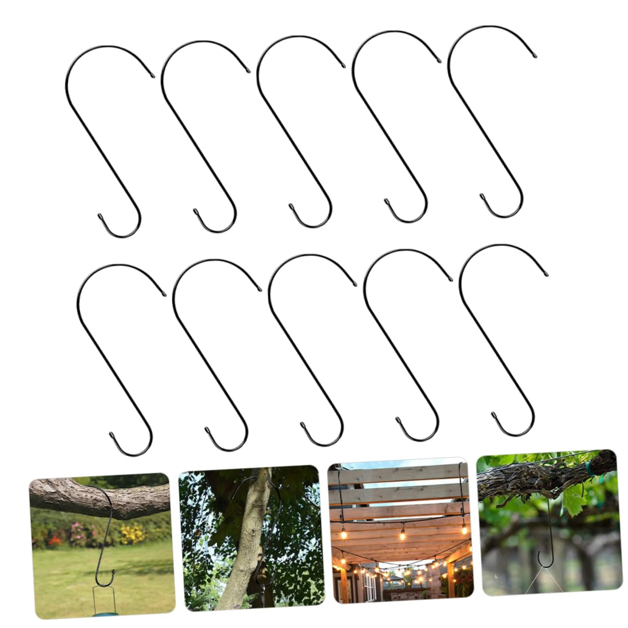 VICASKY 10Pcs Outdoor Plant Hangers S Shaped Hooks for Hanging Baskets Bird Feeders and Flowers Durable Garden Extension Hooks for Patios and Gardens
