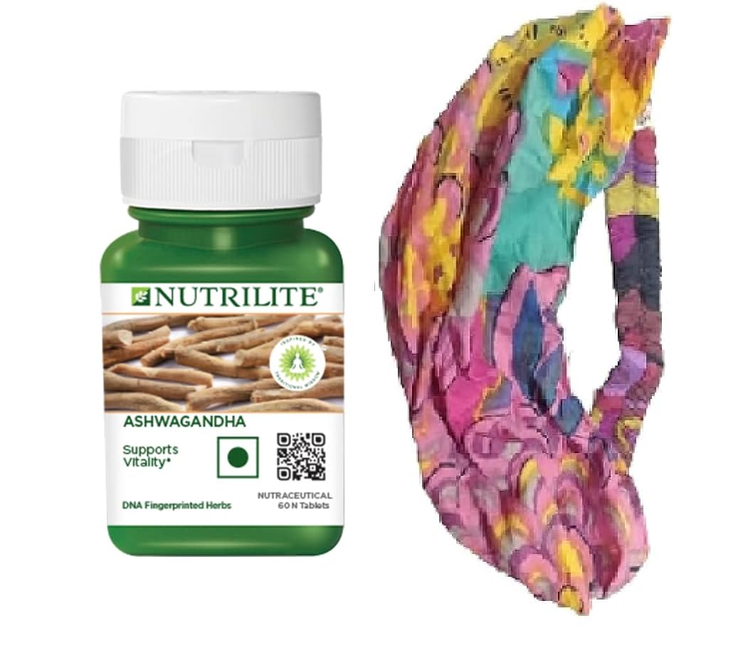 [BRSW2CYTO5YQEGY3] Amway NUTRILITE - Ashwagandha 60 N Tablets and Colourful Hair/Head Band - COMBO