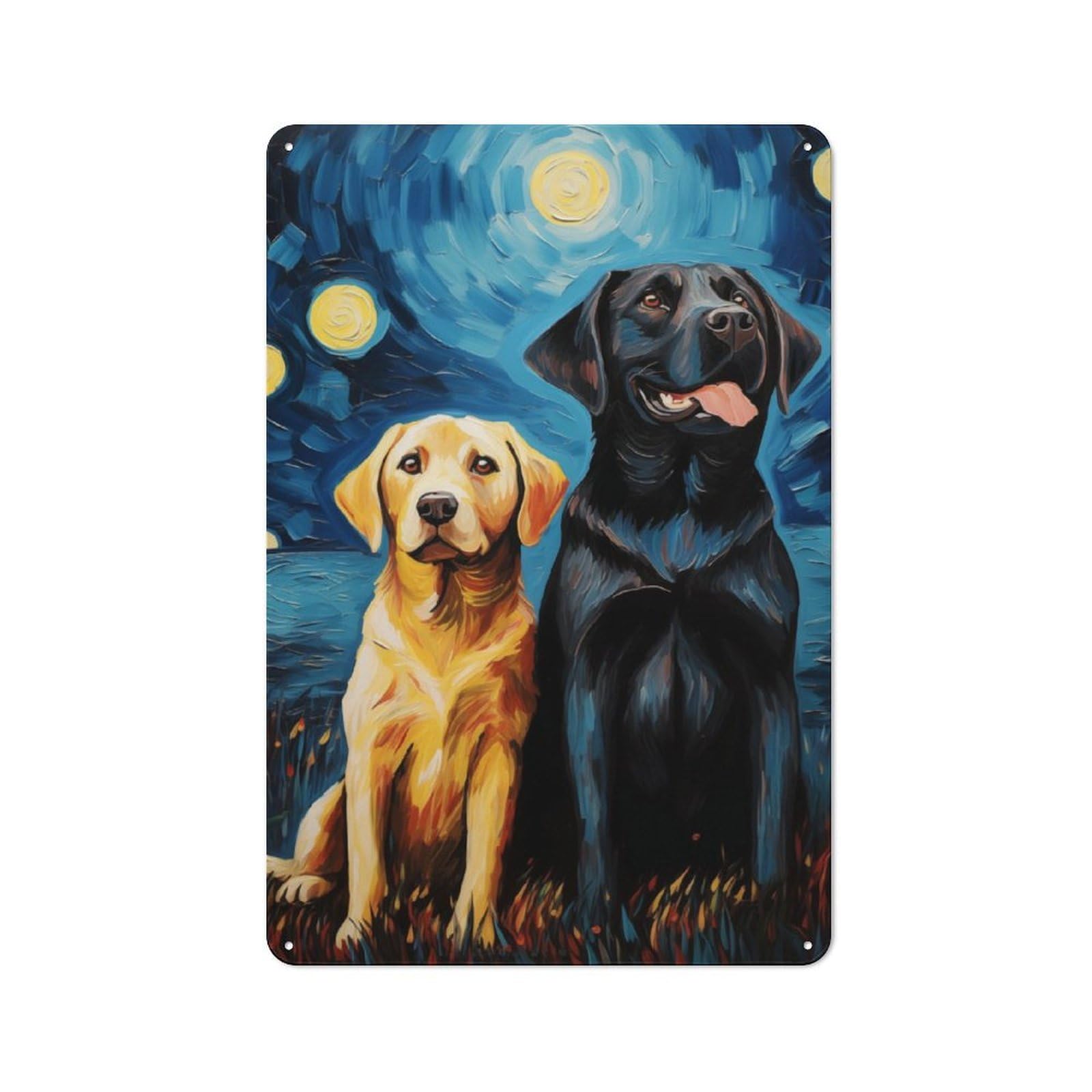 Junmoney Labrador Couple Metal Sign 30X20cm With For Hallway Wall, Rustic Decor, Housewarming Present For People Styling Hallway