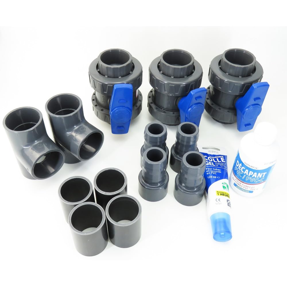 jardiboutique - Kit by Pass en ø 38 mm - Colle et décapant en Plus pour Piscine.