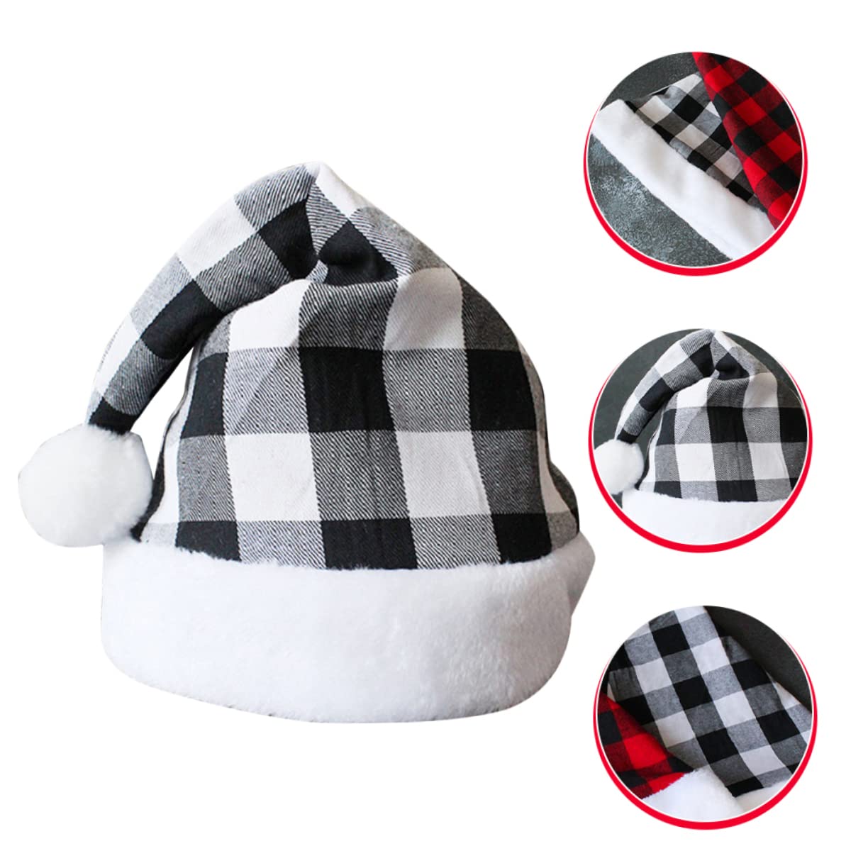 ABOOFAN Chapeau de Noël Classique Bonnet de Père Noël Accessoire pour Unisexe avec Motif à Carreaux pour Décoration et Photos