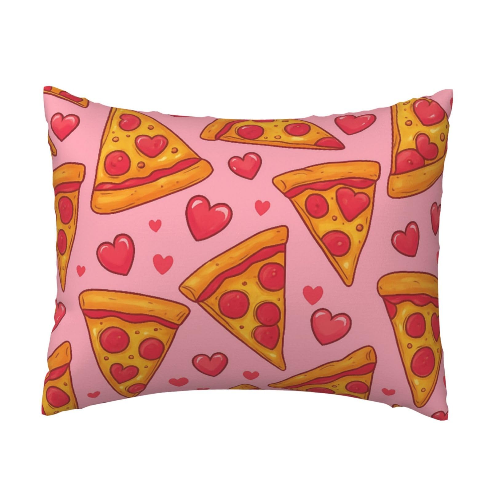 Pizza and Heart Pillowcase Soft Plush with Zipper Decorative Pillowcovers 16x20 in