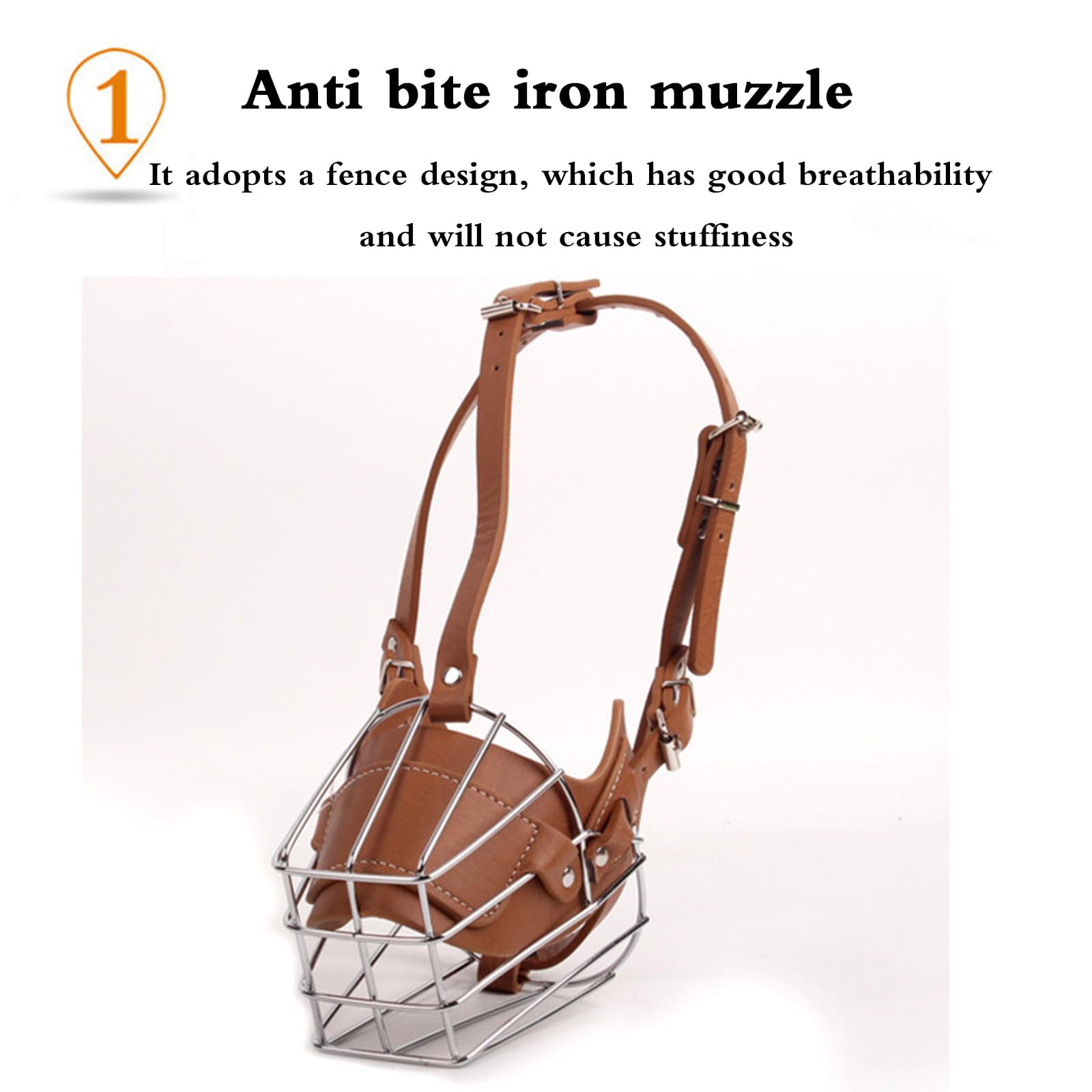 Koszyk druciany na kaganiec dla psa, oddychający, regulowany, humanitarny design, umożliwia dyszenie, duży otwór do oddychania, odporny ścieranie(Brown,XL)