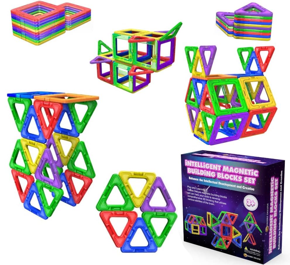 Mattonelle magnetiche giocattolo - STEM Blocchi magnetici educativi per bambini, creatività apprendimento prescolare sensoriale Montessori Giocattoli magnetici per bambini e ragazze dai 3 anni in su