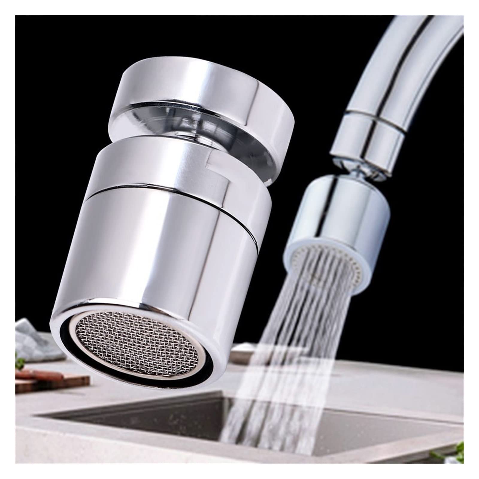 Perlator kranu Adapter do kranu do zlewu kuchennego 1 szt. Bateria kuchenna i łazienkowa Aerator, elastyczny stopień Aerator Opryskiwacz Wylot Obrotowy kran Oszczędzający wodę Głowica dyszy kranu
