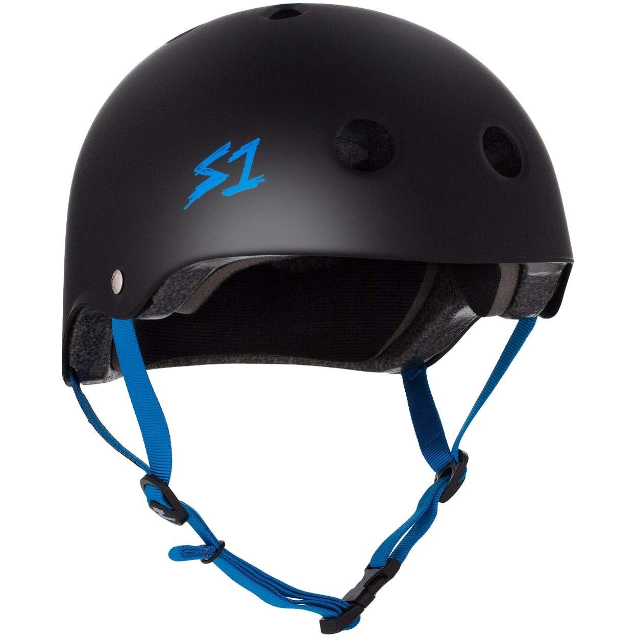S1 Lifer Helmet - Multi-Impact & High-Impact Certified - Multiple Colours & Sizes (Black Matt with Cyan Strap, Large 22" (55.9cm))