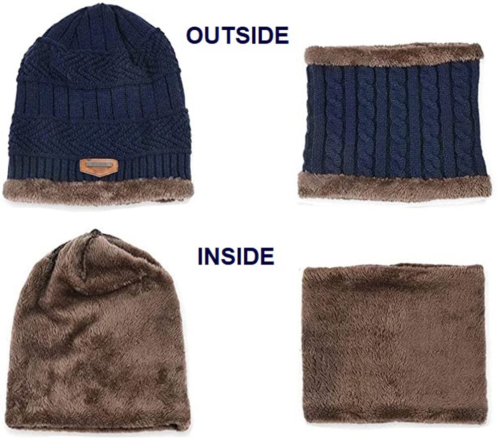 Lot De 2 Bonnets D'hiver En Tricot Avec Doublure En Polaire Chaude Pour