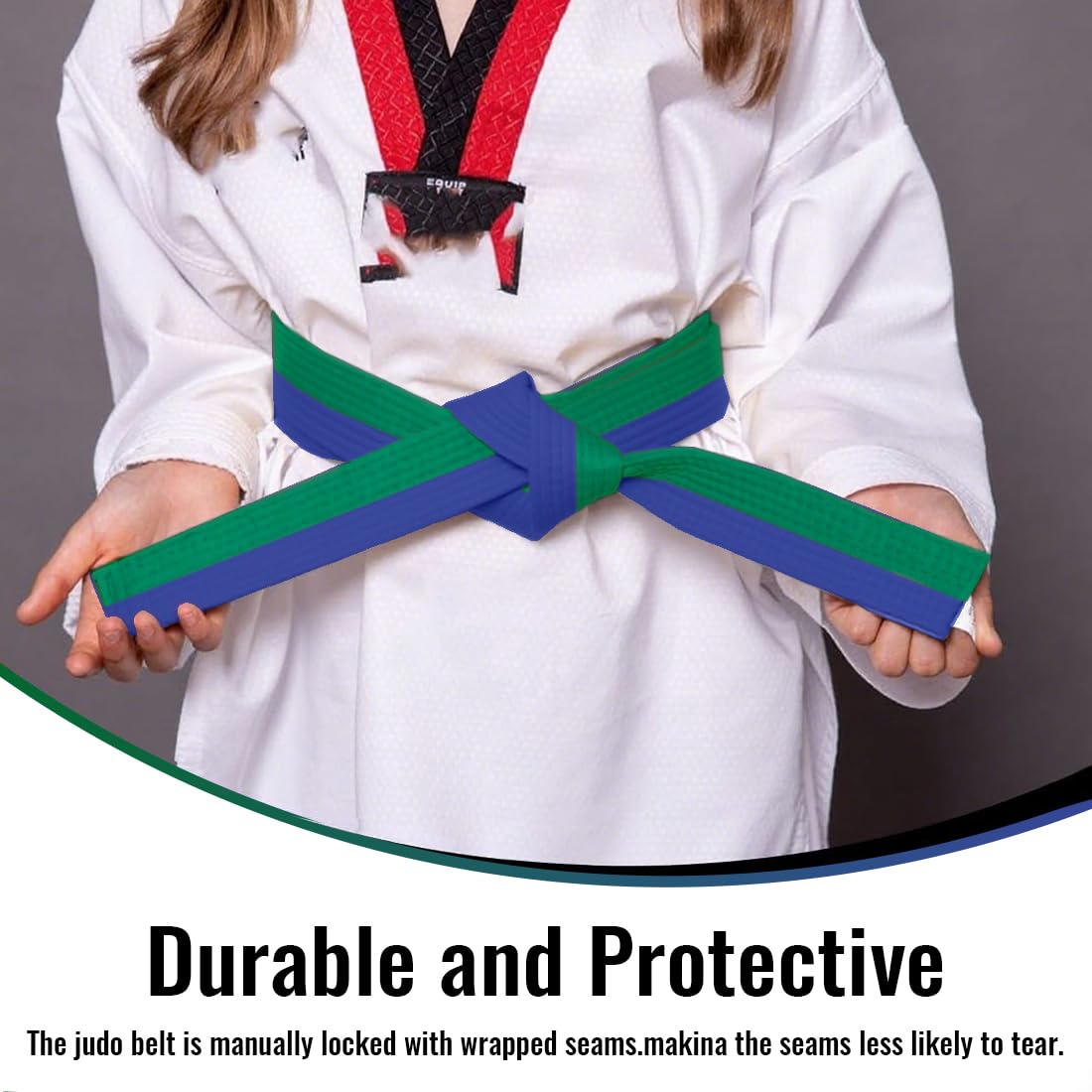 Ceinture D’arts Martiaux Vader – Coton 100%, 280 Cm, 8 Rangées De Coutures – Karaté, Judo, BJJ, Taekwondo – Vert