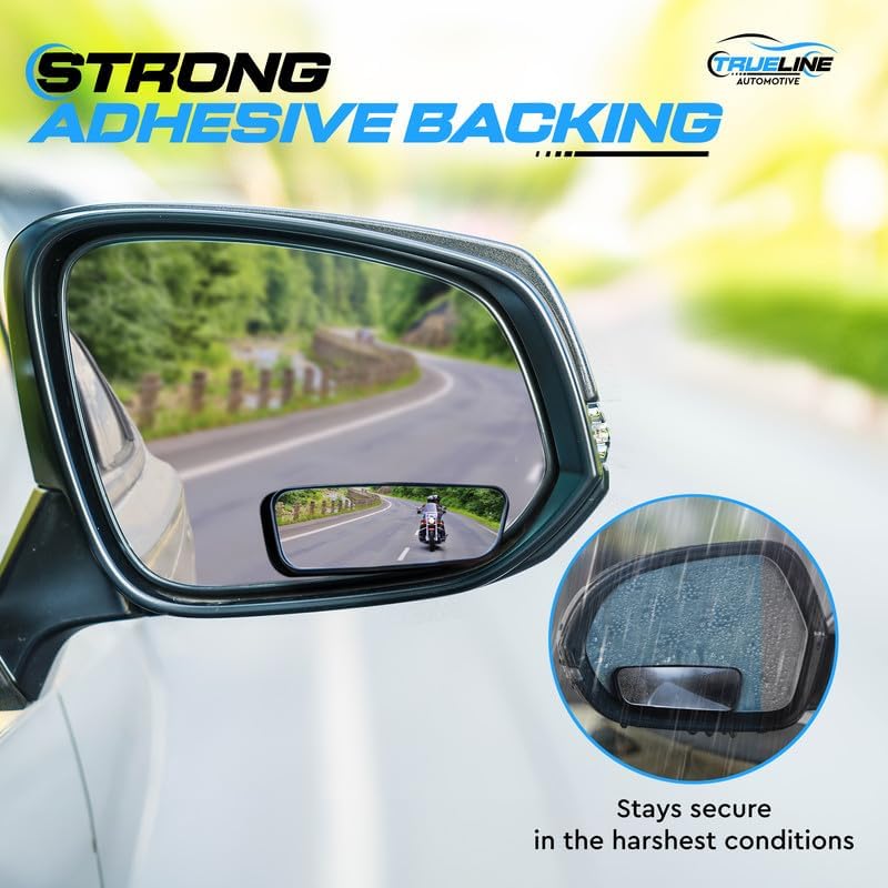 Miniatura 3 de True Line Automotive Paquete de 2 espejos de punto ciego para automóvil, espejo rectangular de punto ciego para automóvil con visión ajustable de